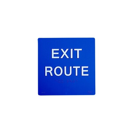 Bcf 6 x 6 Exit Route Text, Square Print, 1/8 Acrylic With Braille, Blue SB451-BLUE